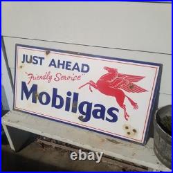 Vintage look Old Style Just Ahead Mobilgas Sign look hot rod garage art