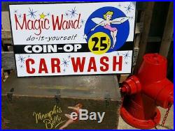 Vintage look Old Style Magic Wand Coin Op Car Wash Sign 60s hot rod garage art