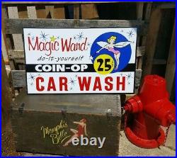 Vintage look Old Style Magic Wand Coin Op Car Wash Sign 60s hot rod garage art