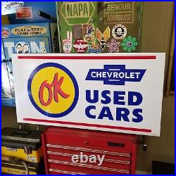 Vintage look Old Style OK Used Cars Sign Chevrolet Chevy hot rod garage art