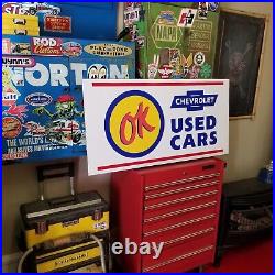 Vintage look Old Style OK Used Cars Sign Chevrolet Chevy hot rod garage art