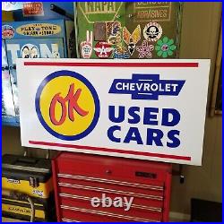 Vintage look Old Style OK Used Cars Sign Chevrolet Chevy hot rod garage art