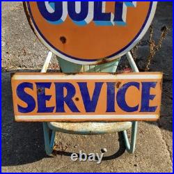 Vintage look Old Style Rusty Gulf Gasoline Gas Station Sign hotrod garage art