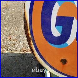 Vintage look Old Style Rusty Gulf Gasoline Gas Station Sign hotrod garage art