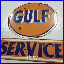 Vintage look Old Style Rusty Gulf Gasoline Gas Station Sign hotrod garage art