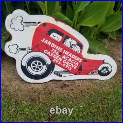 Vintage look Old Style Rusty Jardine Headers Sign hot rod garage art Gasser