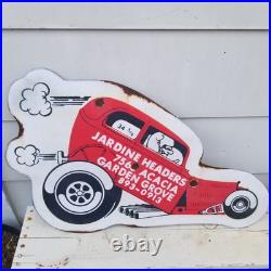 Vintage look Old Style Rusty Jardine Headers Sign hot rod garage art Gasser