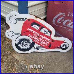 Vintage look Old Style Rusty Jardine Headers Sign hot rod garage art Gasser