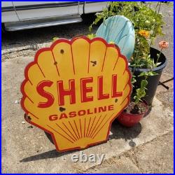 Vintage look Old Style Rusty Shell Gasoline Gas Station Sign hot rod garage art
