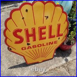 Vintage look Old Style Rusty Shell Gasoline Gas Station Sign hot rod garage art