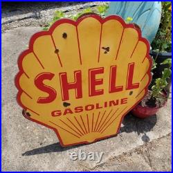 Vintage look Old Style Rusty Shell Gasoline Gas Station Sign hot rod garage art