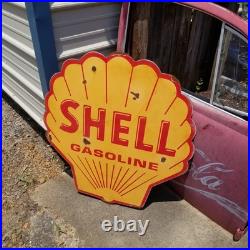 Vintage look Old Style Rusty Shell Gasoline Gas Station Sign hot rod garage art