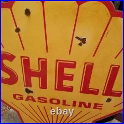 Vintage look Old Style Rusty Shell Gasoline Gas Station Sign hot rod garage art