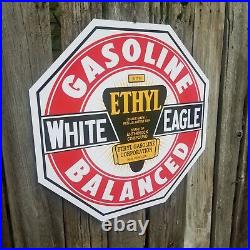 Vintage look Old Style White Eagle Gasoline Sign hot rod garage art