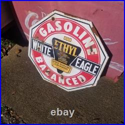 Vintage look Old Style White Eagle Gasoline Sign hot rod garage art Gas Oil Rust