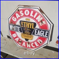 Vintage look Old Style White Eagle Gasoline Sign hot rod garage art Gas Oil Rust