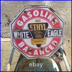 Vintage look Old Style White Eagle Gasoline Sign hot rod garage art Gas Oil Rust