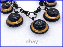 Vintage old Urea Formaldehyde and metal buttons necklace Bakelite style