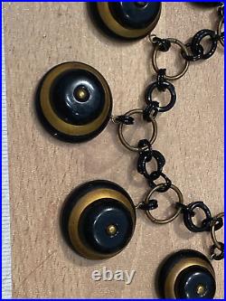 Vintage old Urea Formaldehyde and metal buttons necklace Bakelite style