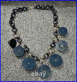 Vintage old Urea Formaldehyde and metal buttons necklace Bakelite style