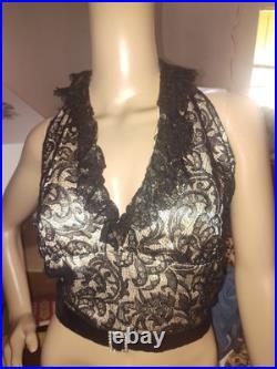 Vintage old hollywood style plunge halter top black lace glam sirencore sexy