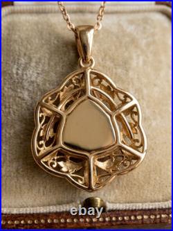 Vintage pink Sapphire Trillion Necklace Old Style Pendant 925 Sterling Silver