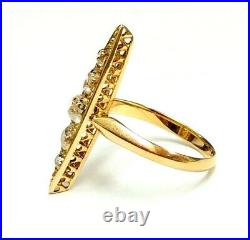 Vintage style 18k yellow Gold 1.05cts Old Miners Diamond Cocktail Ring size 6.75