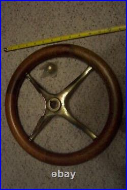 Vintage style Brass Old Car Wood Steering Wheel, T Bucket, Chevy, Cadillac, Buick