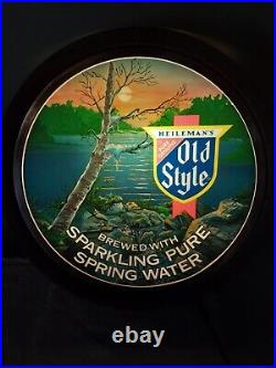 Vintage1983 OLD STYLE BEER LAKE SCENE lighted barrel sign WORKS