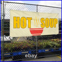 Vinyl Banner Multiple Options Hot Soup Caf Restaurant Bar Advertisement Outdoor