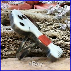 Vntg Sterling Coral Mother Of Pearl Joe Cool Zuni Old Pawn Boho Style Ring Sz 8