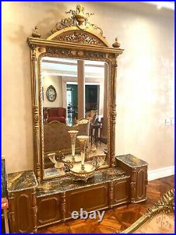 VryHiEnd CUstom Vintage Old WorLd MarbLe top GoLd MirroR COnsole TabLe