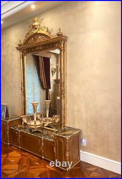 VryHiEnd CUstom Vintage Old WorLd MarbLe top GoLd MirroR COnsole TabLe