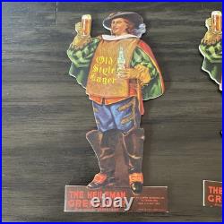 Vtg 1930's Old Style Lager Beer Heileman Grenadier Cardboard Bar Sign 8 Lot X5