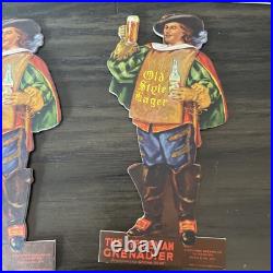 Vtg 1930's Old Style Lager Beer Heileman Grenadier Cardboard Bar Sign 8 Lot X5