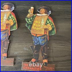 Vtg 1930's Old Style Lager Beer Heileman Grenadier Cardboard Bar Sign 8 Lot X5