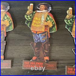 Vtg 1930's Old Style Lager Beer Heileman Grenadier Cardboard Bar Sign 8 Lot X5