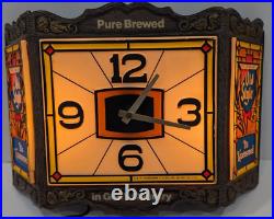 Vtg 1976 Old Style Beer Stained Glass Look Lighted Clock Sign 17.5x12x4.5