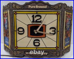 Vtg 1976 Old Style Beer Stained Glass Look Lighted Clock Sign 17.5x12x4.5