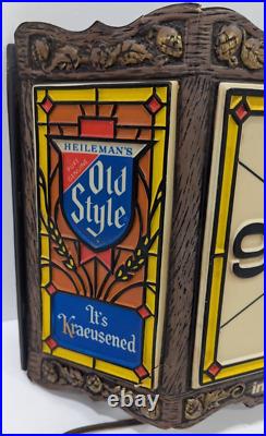 Vtg 1976 Old Style Beer Stained Glass Look Lighted Clock Sign 17.5x12x4.5