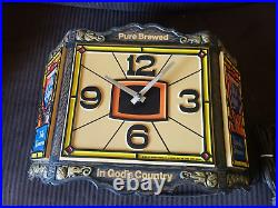 Vtg 1978 Old Style Beer Tiffany Lighted Clock Bar Advertising Sign God's Country