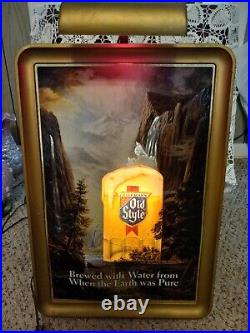 Vtg 1984 Heileman's OLD STYLE 3D LIGHTED BEER Bar Sign Gallery Style Duke16x26