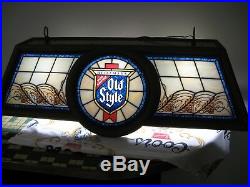 Vtg 1986 Old Style Beer Logo Poker Pool Game Table Bar Light Sign Hanging