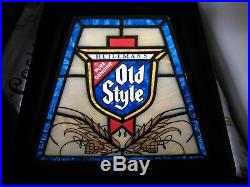 Vtg 1986 Old Style Beer Logo Poker Pool Game Table Bar Light Sign Hanging