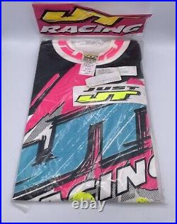 Vtg 90's JT Racing Jrsy Stereo Concept Bk/Yl Shirt Large New Old Stock Cut#223