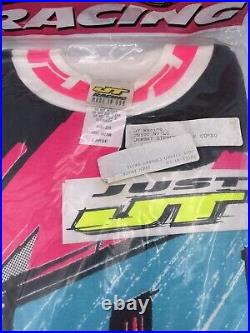 Vtg 90's JT Racing Jrsy Stereo Concept Bk/Yl Shirt Large New Old Stock Cut#223
