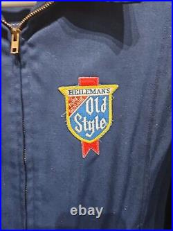 Vtg Heileman's Old Style Beer Brewery Work Jacket Uniform Jacket Mens Large Blue