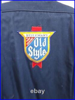 Vtg Heileman's Old Style Beer Brewery Work Jacket Uniform Jacket Mens Large Blue