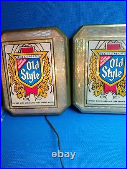 Vtg Heileman's Old Style Beer Sign Lighted Sconce Wall Mount Faux Stained Glass