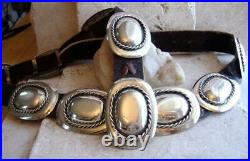 Vtg NAVAJO Old Pawn BRAIDED COLONIAL STYLE 329G Sterling Silver CONCHO BELT 41